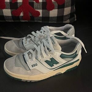 New Balance 550 Sneakers in Cream and Dark Green